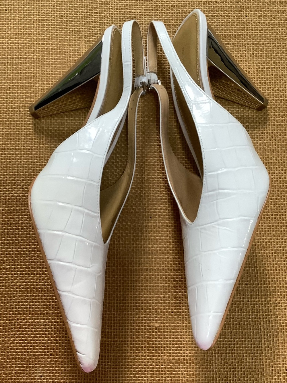 Michael Kors Electra Sling Pump Leather Optic White Size 8M - Picture 11 of 14
